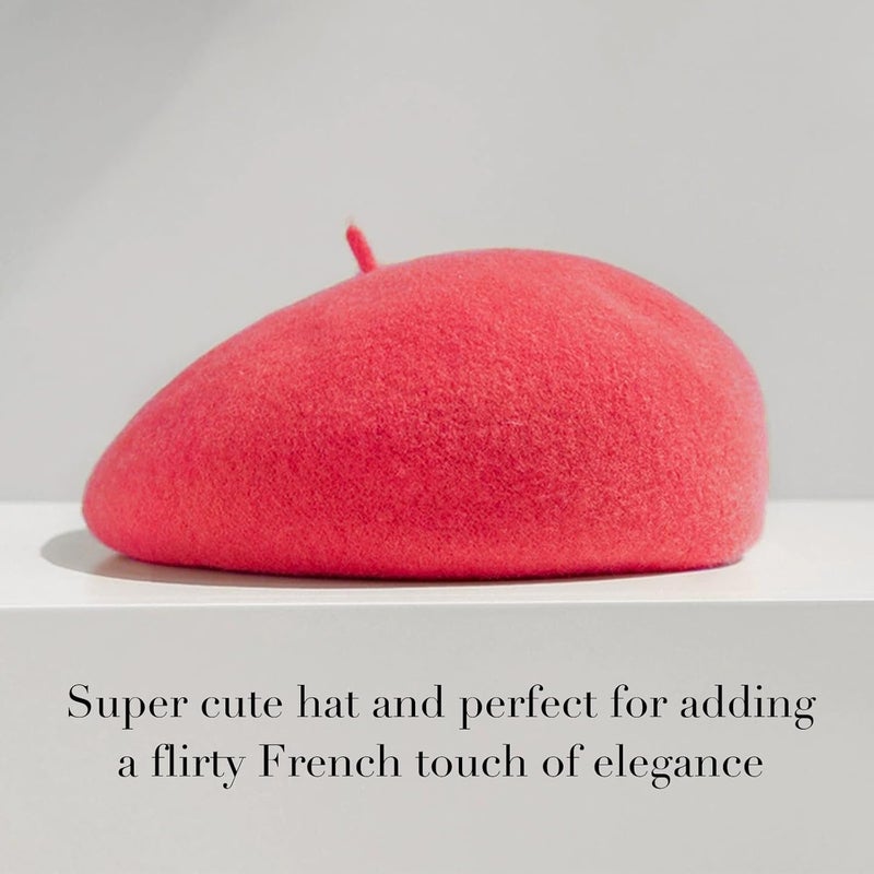 Sumolux Women Beret Hat Wool Vintage French Solid Color Classic Winter Cap - Image 2